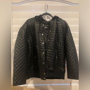 New unisex Levi black hooded quilted jacket